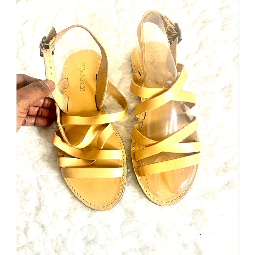 Madewell The Boardwalk Multistrap Sandals in tan leather Women Size 7.5M
